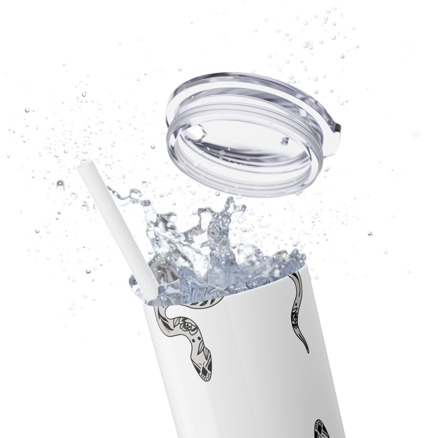White Serpent Skinny Tumbler, 20oz