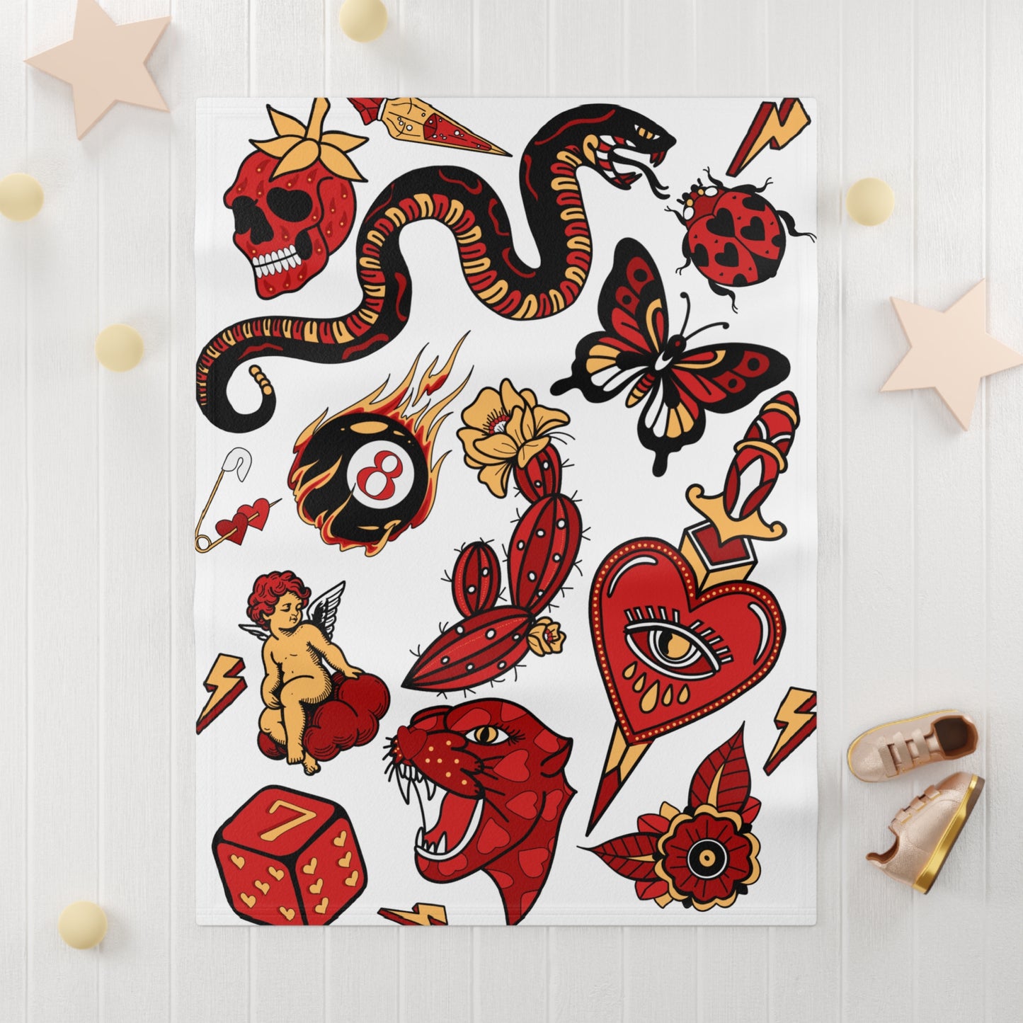 Girly Flash Tattoo Soft Fleece Baby & Toddler Blanket