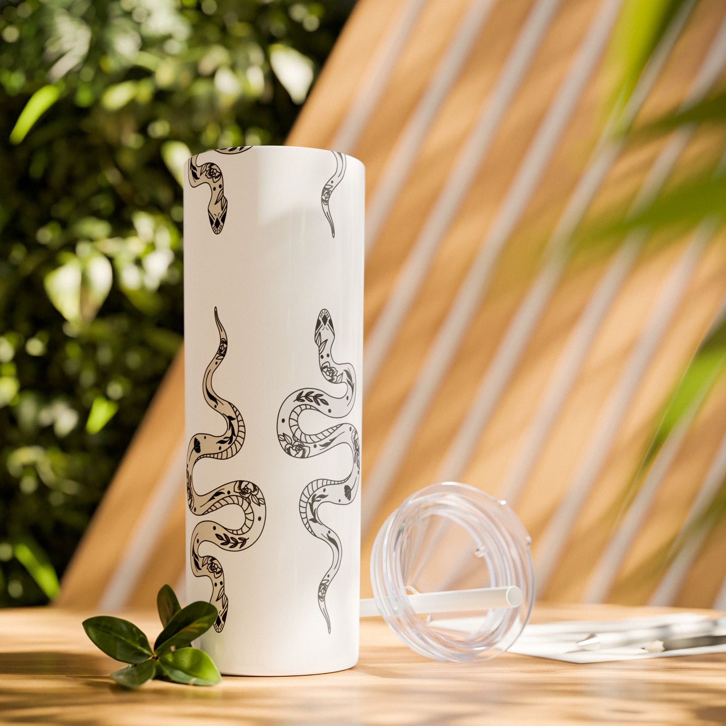 White Serpent Skinny Tumbler, 20oz
