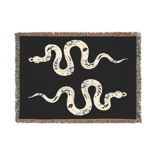 White Serpent Woven Blanket